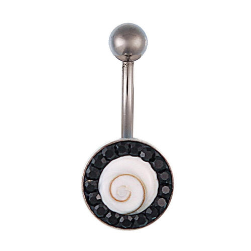 Shivaauge Bananen Piercing rund Glaskristall schwarz Bauchnabel 925er Silber Shiva Auge - chic - net.de