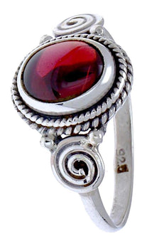 Load image into Gallery viewer, Silber Ring Granat Seile Spiralen Kreise oval rot Punkte 925 - chic - net.de
