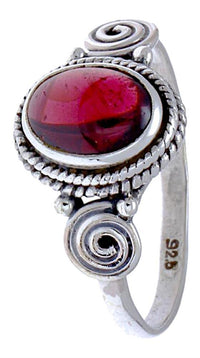 Load image into Gallery viewer, Silber Ring Rubin Seile Spiralen Kreise oval rot pink Punkte - chic - net.de
