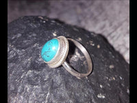 Load image into Gallery viewer, Silber Ring Türkis 10 mm oval Zopf Rand 925 Sterling - chic - net.de
