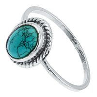 Load image into Gallery viewer, Silber Ring Türkis 8 mm oval Zopf Rand 925 Sterling - chic - net.de
