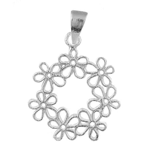 Silberanhänger Blumen Kranz Anhänger Sterling Silber 925er nickelfrei ca. 20 mm Damen - chic - net.de