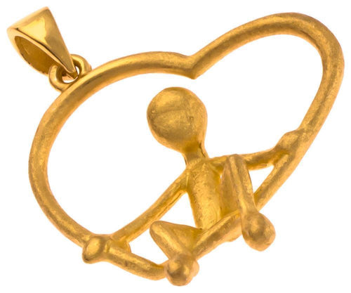 Silberanhänger Herz Männchen quer vergoldet matt gold Anhänger 925er Sterling Silber - chic - net.de