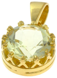 Load image into Gallery viewer, Silberanhänger Krone rund Zitronenquarz facettiert 1 micron vergoldet 925er Sterling Silber - chic - net.de
