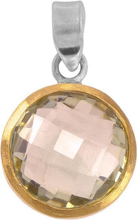 Load image into Gallery viewer, Silberanhänger rund Zitronenquarz facettiert vergoldet 925er Sterling Silber Stein Anhänger - chic - net.de
