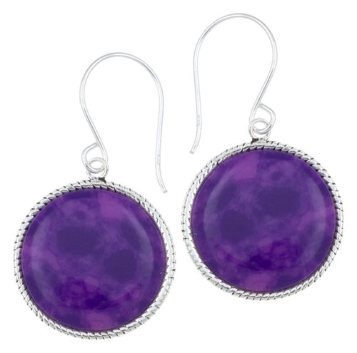 Silberohrhänger kreisförmig 14 mm Scheibe lila Stein Seilrand 925 Sterlingsilber - chic - net.de