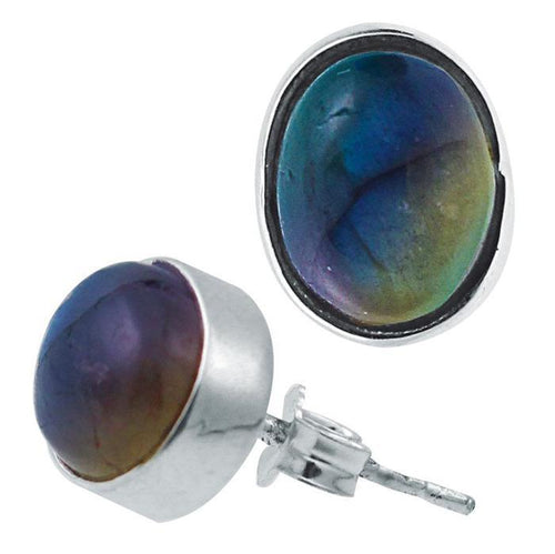 Silberohrstecker Labradorit 11 mm oval Ohrstecker Damen 925er Sterling Silber - chic - net.de