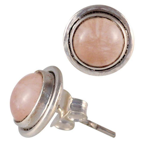 Silberohrstecker Rosenquarz groß rund Ohrringe Ohrstecker Damen Ohrstecker 925er Sterling Silber - chic - net.de