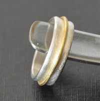 Load image into Gallery viewer, Silberring 925 Sterlingsilber vergoldet gebürstet Ring 7mm - chic - net.de
