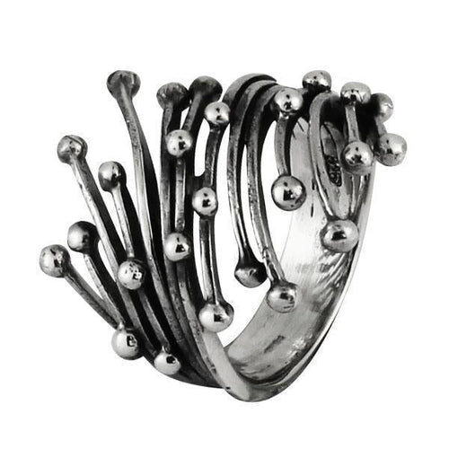 Silberring Fasern Bündel Kugeln 25 mm 925er Sterling Silber Designer Ringe Schmuck - chic - net.de