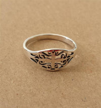 Load image into Gallery viewer, Silberring filigran Kreuz Mandel Band Ring 925er Sterling Silber Damen Schmuck Ringe - chic - net.de
