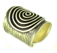 Cargar imagen en el visor de la galería, Silberring offen verstellbar schwarz Spirale Streifen Bandring Ring 925er Silber - chic - net.de
