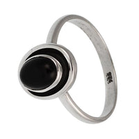 Load image into Gallery viewer, Silberring Onyx schwarz 7 mm oval Stein Rand 925er Sterling Silber Ringe Schmuck - chic - net.de
