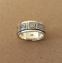 Cargar imagen en el visor de la galería, Silberring Spiralmuster dunkel oxidiert Ring 925er Sterling Silber Unisex Designer Schmuck - chic - net.de
