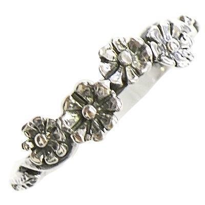 Silberring vier Blumen dunkel oxidiert Ringe Ring 925er Sterling Silber Silberschmuck Damen Schmuck - chic - net.de