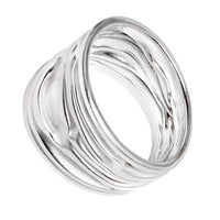 Load image into Gallery viewer, Silberring Weiß Rillen Stoff Muster 925 Sterling Silber Ringe - chic - net.de
