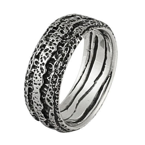 Silberring wellig Linien breit dunkel 925er Sterling Silber Designer Ringe Schmuck - chic - net.de