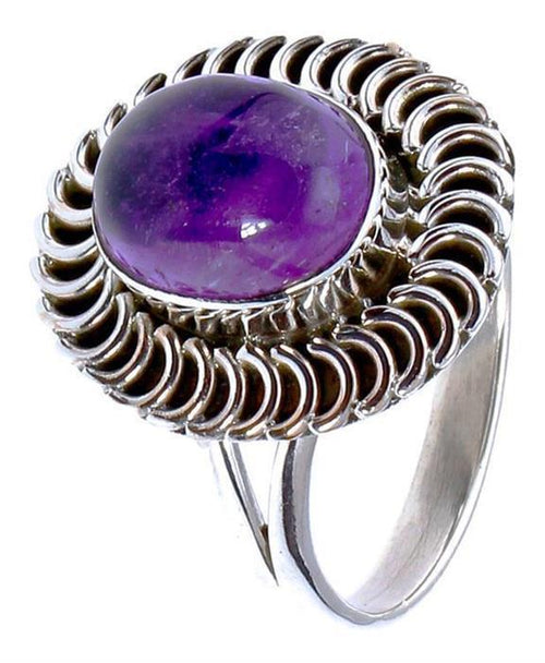 Silberringe Amethyst oval Bögen Rand breit 925er Sterling Silber Ringe Schmuck - chic - net.de