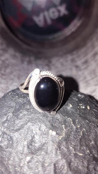 Cargar imagen en el visor de la galería, Silberringe Onyx Seil Bögen Kugeln oval 925 Sterling - chic - net.de
