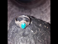 Load image into Gallery viewer, Silberringe Türkis Seilrand Blume drei Kreise oval 925 - chic - net.de
