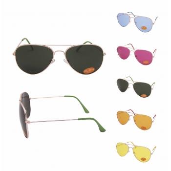 Sonnenbrille Pilotenbrille Classic bunte Linse golden 400 UV Retro unisex - chic - net.de