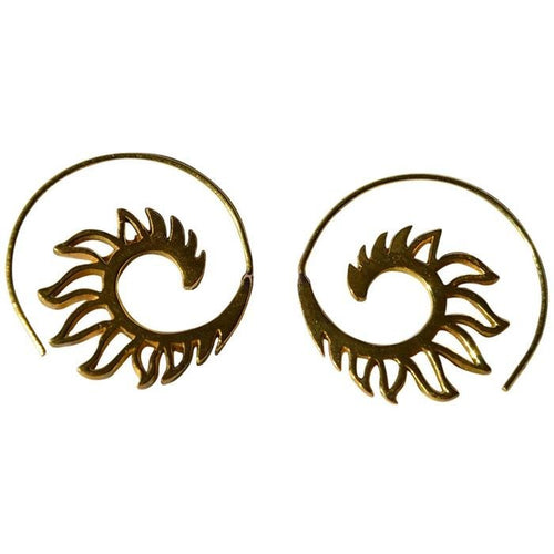 Spiralen Ohrringe Brass Wellen hohle Tropfen antik golden Tribal Piercing - chic - net.de