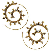 Cargar imagen en el visor de la galería, Spiralen Ohrringe Kugeln Kreuze Messing Brass antik golden nickelfrei Piercing Tribal - chic - net.de
