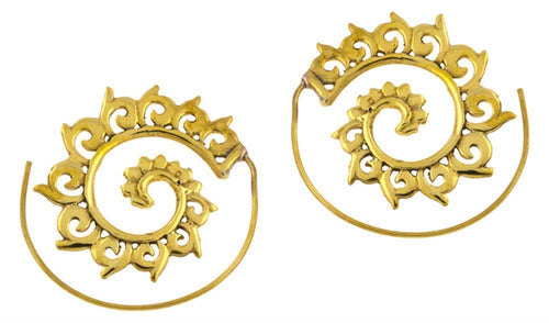 Spiralen Ohrringe Spiralenreihe Messing Brass antik golden Piercing Tribal - chic - net.de