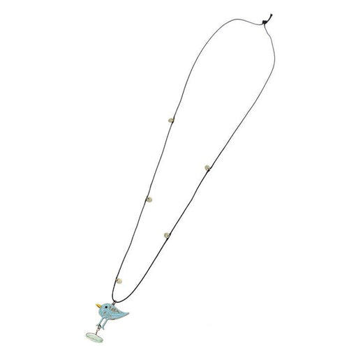 Stoffband Kette schwarz goldfarben Brass oxidiert Vogel Stein blau grün - chic - net.de