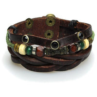 Load image into Gallery viewer, Surfer Lederarmband geflochten Perlen Brass Kristalle schwarz verstellbar Leder breit nickelfrei - chic - net.de
