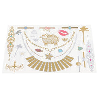 Load image into Gallery viewer, Tattoo bunt golden silbern viele Motive groß klein Kette Schnörkel 23 Motive 1 Bogen - chic - net.de
