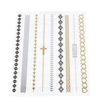 Cargar imagen en el visor de la galería, Tattoo golden silbern temporär Klebetattoos schwarz Ketten Kreuz Love Tattoos Motivbogen - chic - net.de
