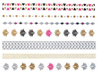 Cargar imagen en el visor de la galería, Tattoo golden silbern temporär Motivbogen Klebetattoos rosa Farn Ketten Schmuck Tattoos - chic - net.de
