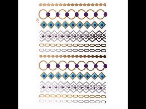 Tattoo Motivbogen golden silbern blau türkis temporär Ketten Klebetattoos Schmuck Tattoos - chic - net.de