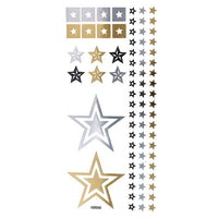 Load image into Gallery viewer, Tattoo Motivbogen golden silbern schwarz temporär Klebetattoos Sterne Schmuck Tattoos - chic - net.de
