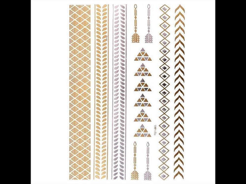 Tattoo Motivbogen golden silbern temporär Band Pfeil Dreieck Klebetattoos Schmuck Tattoos - chic - net.de