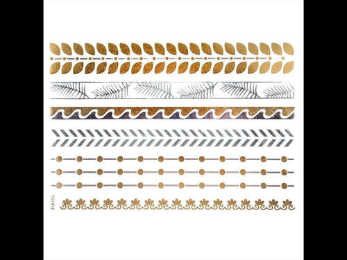 Tattoo Motivbogen golden silbern temporär Bänder Natur Klebetattoos Schmuck Tattoos - chic - net.de