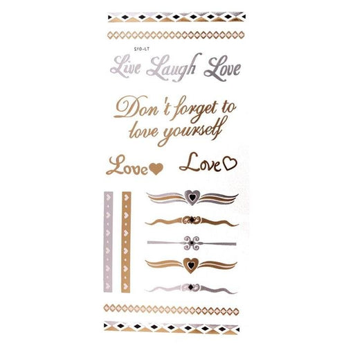 Tattoo Motivbogen golden silbern temporär Klebetattoos Herzen Love Schmuck Tattoos - chic - net.de