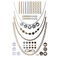 Load image into Gallery viewer, Tattoo Motivbogen golden silbern temporär Klebetattoos Hippie Ketten Schmuck Tattoos - chic - net.de
