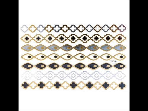 Tattoo Motivbogen golden silbern temporär Klebetattoos Kreuz Ketten Schmuck Tattoos - chic - net.de