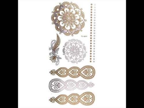 Tattoo Motivbogen golden silbern temporär Klebetattoos Ornamente Schmuck Tattoos - chic - net.de