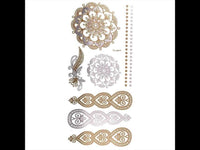 Load image into Gallery viewer, Tattoo Motivbogen golden silbern temporär Klebetattoos Ornamente Schmuck Tattoos - chic - net.de

