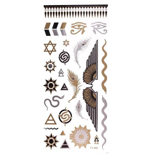 Tattoo Motivbogen golden silbern temporär Klebetattoos Schlange Ägypten Schmuck Tattoos - chic - net.de