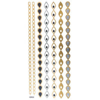 Load image into Gallery viewer, Tattoo Motivbogen golden silbern temporär Klebetattoos Tropfen Ketten Schmuck Tattoos - chic - net.de
