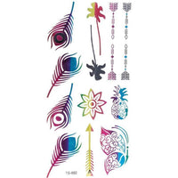 Load image into Gallery viewer, Tattoo Motivbogen schilldernd bunt temporär Klebetattoos Ananas Pfau Schmuck Tattoos - chic - net.de
