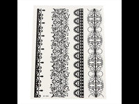 Cargar imagen en el visor de la galería, Tattoo schwarz länglich breit schmal Armband Spitze Bordüre 4 Tattoos 1 Bogen - chic - net.de
