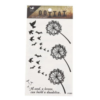 Cargar imagen en el visor de la galería, Tattoo schwarz Pusteblumen fliegende Schwalben, Spruch temporär Klebetattoos - chic - net.de
