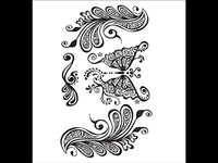 Cargar imagen en el visor de la galería, Tattoo schwarz Schmetterling verziert Ornament Tropfenform temporär Klebetattoos - chic - net.de
