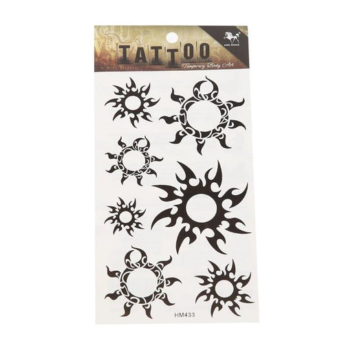Tattoo schwarz Tribal Muster rund Sonne temporary flash Klebetattoos - chic - net.de