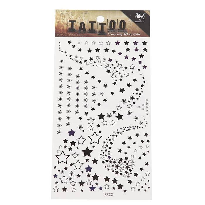 Tattoo Sterne Mustrer klein groß gemischt schwarz weiß  temporär Klebetattoos
